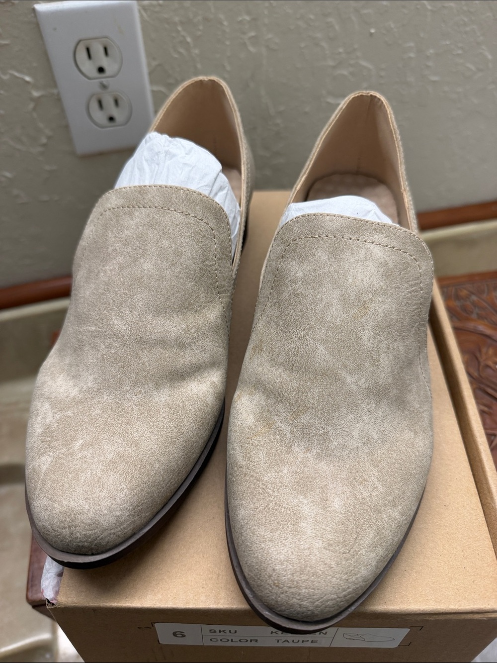 Journee Collection Taupe Suede Slip-On Loafers